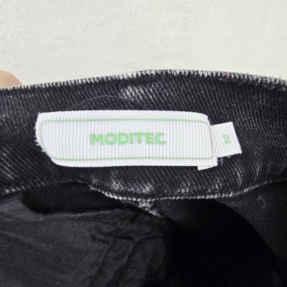 MODITEC Jeans Mens 30x29 Black Denim Buckle Strap Legs Goth Whimsigoth Rave Emo - Picture 6 of 16